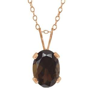  0.75 Ct Oval Shape Brown Smoky Quartz Rose Gold Plated 