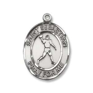 St. Sebastian Football Medium Sterling Silver Medal