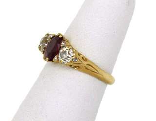 VICTORIAN 18K GOLD 2.30 CTS DIAMONDS & RUBY BAND RING  