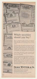 1962 Dean Witter Co Which Securities Should You Buy Ad  