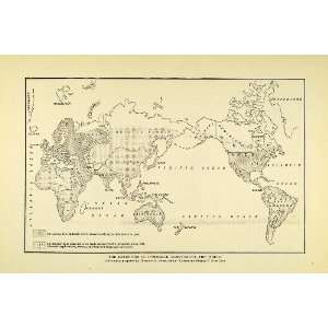 1912 Print Antique World Map 1890 Commerce Extension Theodore H Price 