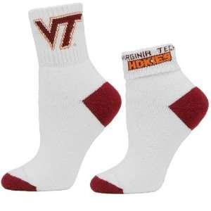   Virginia Tech Hokies Ladies White Roll Down Socks