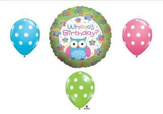 Whooos Birthday OWL balloons party Hoot Decorations polka dots 