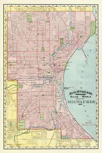 MILWAUKEE WISCONSIN (WI) BY RAND MCNALLY MAP 1894 MOTP  