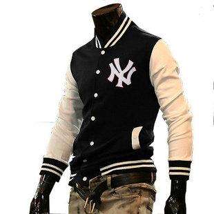 caihao Slim Stylish Premium NY Baseball Jacket Uniform Black Navy Red 