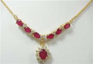   18k 14k gf 6.50cts Gems Set Ruby Necklace Pendant earrings was $4,495