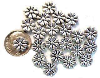40 Antique Silver Plated Flower Spacer Metal Beads 10MM  