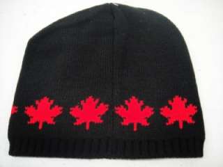 Canada Maple Leaf Beanie Tuque Winter Knit Hat BLACK  
