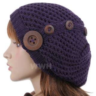 Cute Beret Beanie Cap Hat Knit Winter Violet be761v  