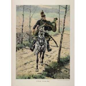  1895 Polish Hussar Soldier Infantry Horse Kossak Print 
