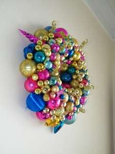   Ornament Wreath Shiny Brite Poland Pink Gold Aqua 4957 Blue  