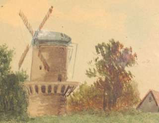 WATERCOLOR DUTCH WINDMILL SEASCAPE PAINTING LAIRY LAIRD  