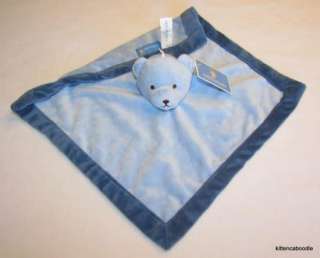 Tiddliwinks Lt./Dark Blue Bear Plush Baby Security Blanket Velour 