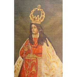  VIRGIN MARY with Crown Our Lady Queen Cuzco Oil Painting 