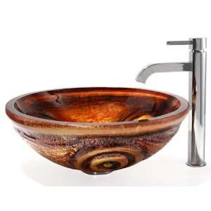  Tiger Eye Glass Vessel Sink and Ramus Faucet C GV 630 19mm 