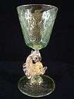 rare antique venetian glass gold flecks dolphin stem wine glass