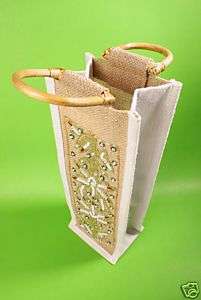 Fabric wine bag,handmade wooden handle ,Gift ,Luxury  