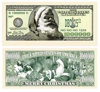 Santa Claus Christmas million Dollar bill (5/$2.50)  