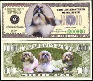 SHIH TZU DOG MILLION NOVELTY DOLLAR   Lot of 2 Bills  