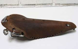 Vtg Antique Brown Leather American Flyer Bike Seat Saddle Bicycle 