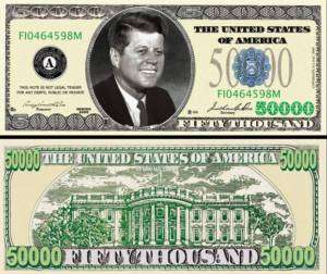 PLAY POKER MONEY $50,000 DOLLAR BILL (500 Bills)  