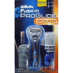  Gillette Fusion Proglide Power 1 Razor + 6 Cartidges + 1 Shave Gel 