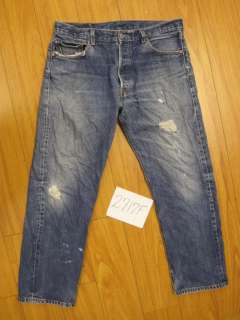 destroyed levis 501 feathered jean used tag 36x30 2717F  