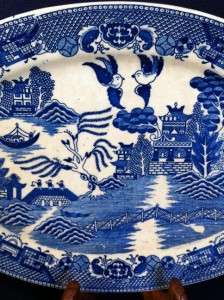 Antique House of Blue Willow Oval Serving Platter 12 1/2 x 9  