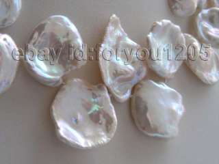 Natural 30mm White Reborn Keshi Petal Pearl Necklace  