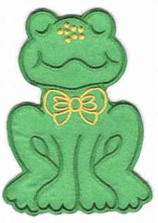 Fat Satin Frog Embroidered Iron On Patch Applique 4 In  