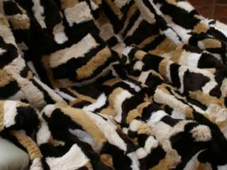 Luxury real RABBIT FUR throw blanket , multicolour , 220 x 200 cm 