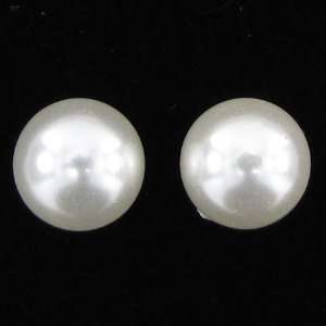   white shell pearl round beads half drilled earrings