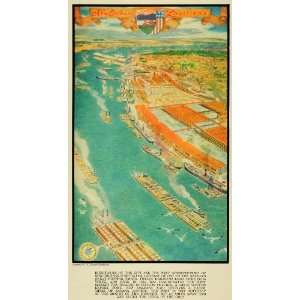   Gulf Mexico Map Wharf Marine Coast   Original Color Print Home