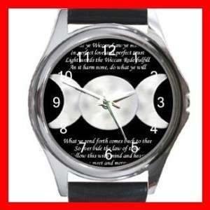 WICCA WITCH PAGAN MOONS FUN Round Metal Wrist Watch  