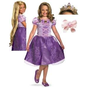  4 Item Bundle Disney Princess Rapunzel Tangled Dress Up 
