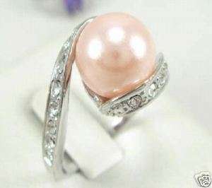 Beautiful pink shell pearl womens ring size6,7,8,9  
