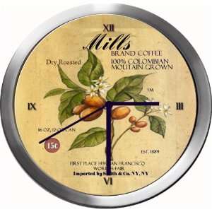  MILLS 14 Inch Coffee Metal Clock Quartz Movement Kitchen 