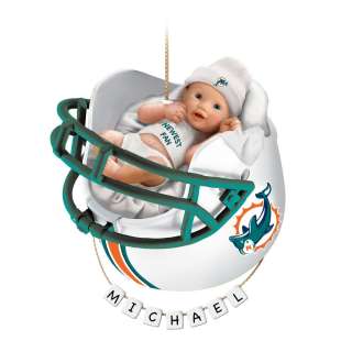 Miami Dolphins Personalized Babys First Christmas Ornament  