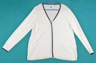 Talbots Size M 8 10 Off White Blue Cotton Sweater  