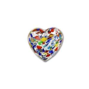 Venetian Glass 20mm Klimt Style Heart w/ Silver Foil