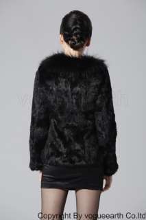 9171 new real raccoon collar rabbit fur 6 color jacket/coat/outwear 