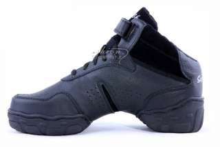 TOP Modern Jazz Hip Hop Dance Shoes Sneakers Black Leather NEW  High 