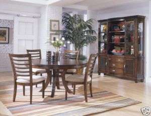 MODERN BROWN ROUND DINING ROOM TABLE FURNITURE SET  