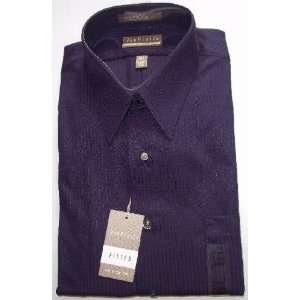   Fitted Large 16 1/2 34/35 Royal Plum LS Stripe Shirt 