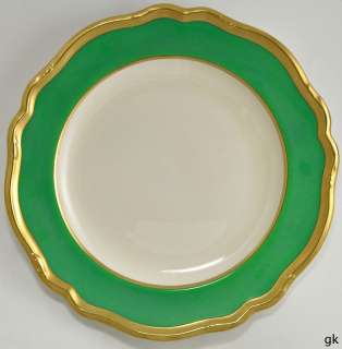 Set of 9 English Spode Gilded Green Dinner Plates c. 1910 20s  