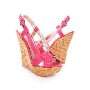  Pink Wedge Peep Toe Summer Sandals   Size 7.5m Everything 