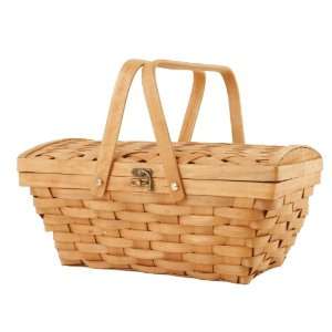   14 Inch Woodchip Picnic Basket with Folding Handles
