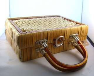 Vintage Retro Woven Purse Bag Case with Beaded Front