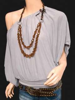 Free Ship New One/Off Shoulders Boho Top w/ Necklace  