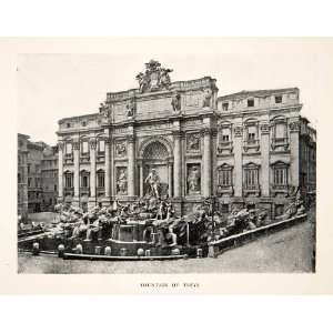 1906 Print Baroque Architecture Trevi Fountain Rome Italy 